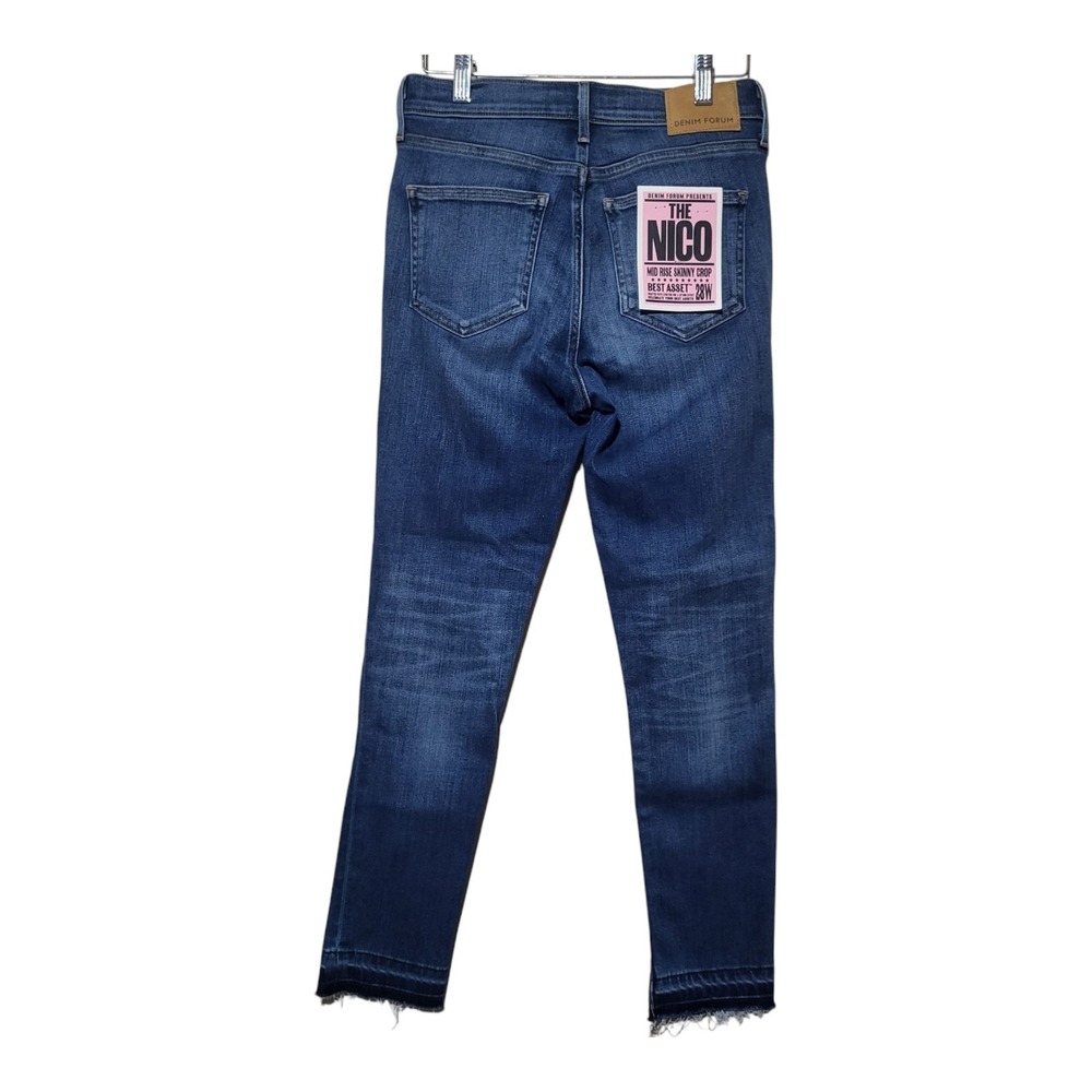 Denim Forum Aritzia The Nico Mid Rise Skinny Crop‎ Raw Released Hems Size 28 - Picture 6 of 11